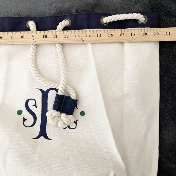 Canvas XL Drawstring Backpack Hand Crafted Bag Carry On Monogram Embroidered - Picture 4 of 13